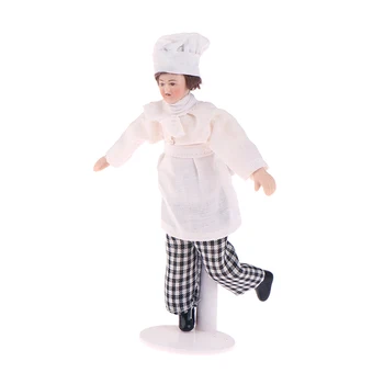 1:12 Casă De Păpuși În Miniatură Papusa De Portelan Modelul Oameni Chef Bucătar Papusa Cu Suport Papusi Casa Bucatarie Restaurant Viața Scena Decor