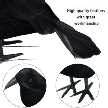 1/2 buc Halloween Black Crow Simulare pe Model Animal Artificial Pasăre, Corb Înfricoșător Jucărie pentru Petrecerea de Halloween Decor Acasă Groază de elemente de Recuzită