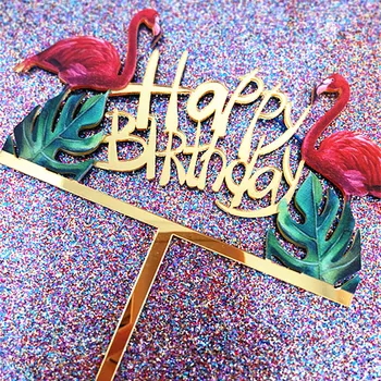 1buc Flamingo Happy Birthday Cake Topper de Vară Tropical Luau Petrecere de Ziua Toppers Flamingo Petrecere de Ziua Consumabile