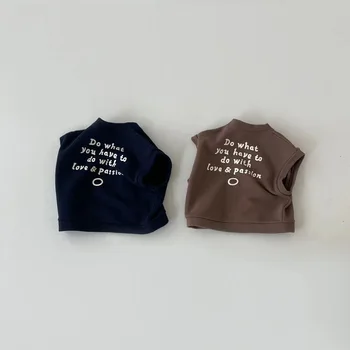 2022 Nou Copil fără Mâneci Vesta de Moda Nou-născut Scrisoare de Imprimare Vesta de Haina de Bumbac Infant Toddler Topuri Băiat Haine de Fata 0-24M
