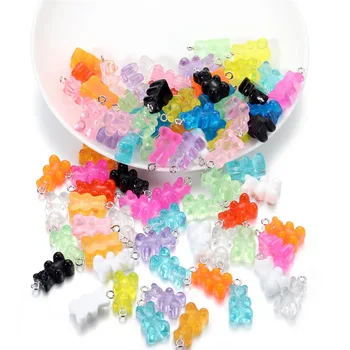 20buc Gummy Bear Rășină Farmece Kawaii Animal Pandantive pentru Cercei Brelocuri Bijuterii DIY Face Constatări