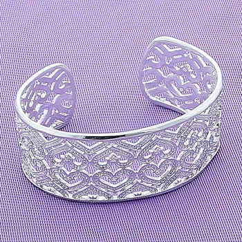 Argint 925 De Bijuterii De Cristal Zircon Inima Deschisă Manșetă Bratari Pentru Femei De Lux, Bijuterii De Argint Accesorii