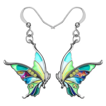 BONSNY Email Aliaj Florale Rândunicii Fluture Cercei Papilio Legăna Picătură Petrecere de Moda Bijuterii Pentru Femei Fata de Farmecele Cadou