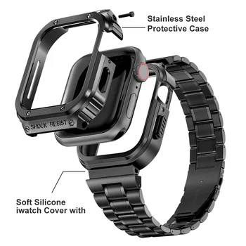 Carcasa din Otel inoxidabil+Curea Pentru Apple Watch Band 44mm 45 mm 45 44 mm Barei de protecție cadru de Acoperire Accesorii iwatch seria 4 5 6 7 SE Curea