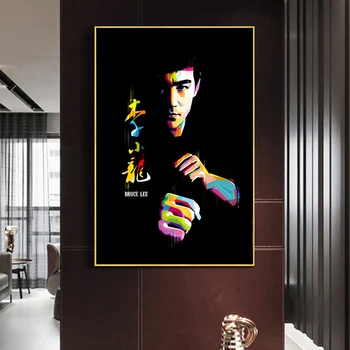 Celebru Chinez Kongfu Master Bruce Lee Postere si Printuri de Arta de Perete Panza Pictura Portret de Artă pentru Living Decorul Camerei