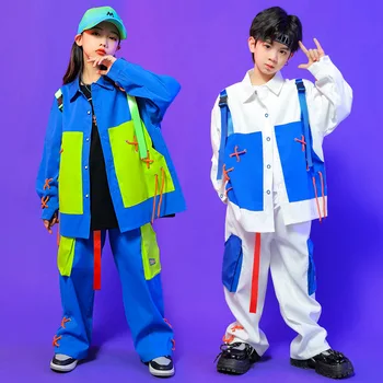 Copil Kpop Hip Hop Îmbrăcăminte Cablu Supradimensionat Tricou Top Casual, Curea de Marfă Pantaloni Largi pentru Fată Băiat de Jazz Dans Costum de Haine, Tinuta