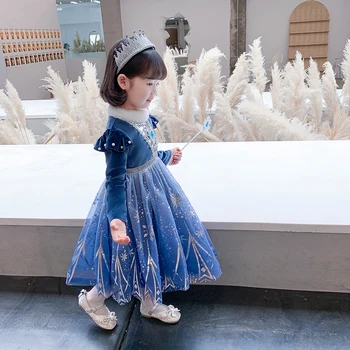 Copilul Fete Congelate Rochie de Printesa pentru Copii Elsa Rochie Costum pentru Petrecerea de Onoare Concurs Copii 3-8T Disney Cosplay Dress Up