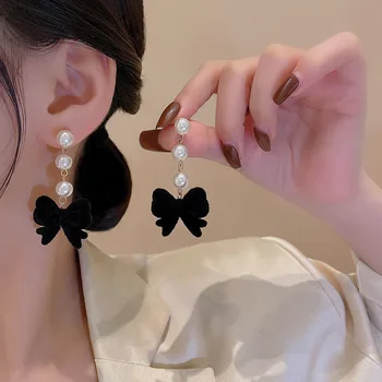 Coreeană Elegante Stras Cercei Fluture Pentru Femei Fete Drăguț Moda de Metal Pearl Lanț Tassel Boucle D'oreille Bijuterii