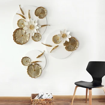 Creative 3D Stereo Pește Frunze de Lotus Agățat de Perete Ornament Decor Acasă Canapea Fundal Rășină Floare Meserii Hotel pictura Murala de Perete