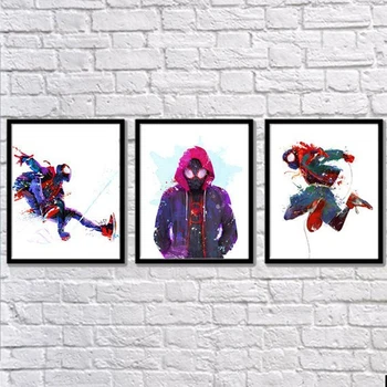 Disney Postere si Printuri Panza Pictura Pe Perete de Arta Film Marvel Acuarelă Mișcare Spiderman Imagine pentru Camera Decor Acasă