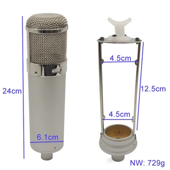 DIY de Înaltă Calitate Grea Big 6 CM Diametru Metal Argintiu Microfon Condensator cu Diafragma Mare Caz Tub Mic Corp pentru TELEFUNKEN U47