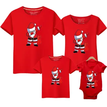 Familie de Potrivire Haine de Moș Crăciun Imprimare Adulți Copii cu Maneci Scurte T-shirt Romper Baby Mama, Tatăl, Fiul, Fiica Haine