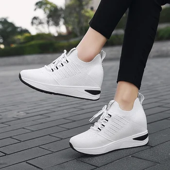 Femei Pană Adidași cu Talpă de Tenis Feminin Femeie Înaltă Vulcaniza Pantofi Respirabil Doamnelor Sport Brand de Lux Femeie Pantofi