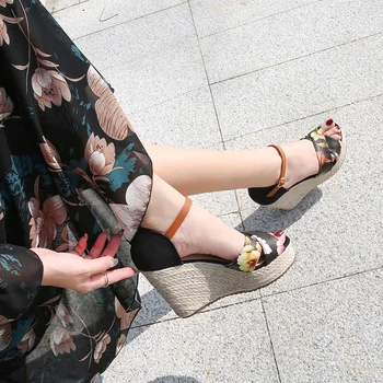 Femeile cu Toc Sandale de Vară Pene Tocuri Pantofi din Piele PU