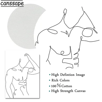 Figură Masculină Nud Panza Pictura Abstractă Linia Corpului Poster Art Gol Zid De Imprimare Minimalist Poze De Perete Pentru Dormitor Decor