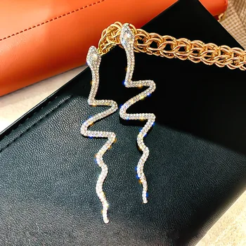 FYUAN Ciucure Lung de Cristal Picătură Cercei pentru Femeile Strălucitoare Formă de Șarpe Stras Legăna Cercei Nunti Moda Bijuterii Cadouri