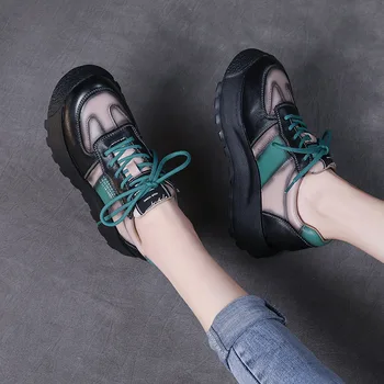 GKTINOO Piele naturala Pantofi Femei Adidași Culori Amestecate 2022 Nouă Primăvară Dantelă-up Manual Concis Agrement Platforma Adidasi