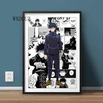 Jujutsu Kaisen Poster de Epocă Figura Anime Gojo/Yuji Poster Negru și Alb Pictura Arta de Perete Kawaii Cameră Decor Canvas Postere