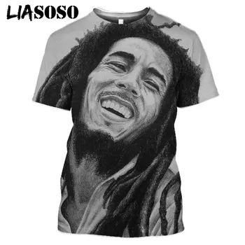 LIASOSO de Imprimare 3D Cântăreț Reggae BOB Marley Femei Barbati Tricou de Vara Hip Hop Pulover Harajuku Casual cu Maneci Scurte T-shirt Tee Topuri