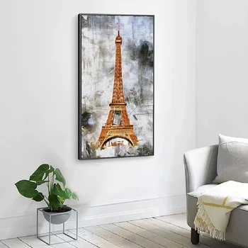 Lumea Peisajul Orașului, Turnul Eiffel Paris Londra, New York mână-pictat Poster Stil Nordic Arta de Perete Poza Decor Acasă Panza