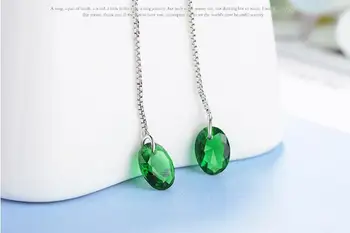 Lux Verde de Cristal Moda Bijuterii Argint Culoare Lung Picătură Cercei pentru Femei de Moda de Ziua Îndrăgostiților EH189