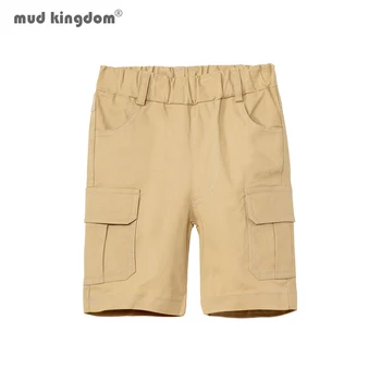 Mudkingdom Băieți Twill Cargo pantaloni Scurți de Bumbac Culoare Solidă Buzunare Elastic Talie Pantaloni scurți pentru Copii Haine de Plajă, Îmbrăcăminte de Vară