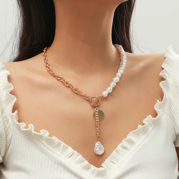 Multi Stratificat Bohemia Imitație de Perle Baroc Cravată Colier Rotund Paiete Pandantiv Coliere Lungi pentru Femei Bijuterii