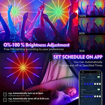 RGB Phantom Artificii, Lumini Benzi Vis Feston Meteor Lampă de Decorare APP Inteligent de Control pentru Nunta de Crăciun Acasă Party Decor Cameră