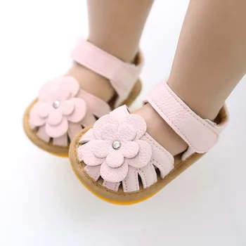 Sandale pentru copii Fată Băiat de Vară în aer liber Flower Princess Toddler Pantofi PU Plat Non-alunecare Talpă Moale de Cauciuc Prima Pietoni Crib Pantofi