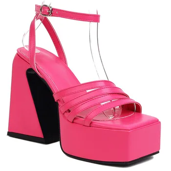 Sandale Platforma Tocuri Glezna Strappy Tocuri Groase Pantofi Sandale Pentru Femei 2022 Petrecere De Nunta Cataramă Pantofi Sexy Femeie
