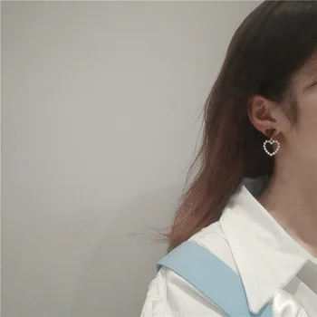 Stil coreean Email in Forma de Inima de Țânțari Bobină Spirală Clip pe Cercei Elegant de Culoare de Aur Manseta de Perla Cercei Piercing Fals Nou