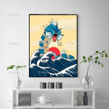 Sushi Pokemon Poster Ι Japoneză Val De Artă Panza Pictura Pe Perete Camera Printuri De Arta Decor Acasă Panza Cadou Unic Cadru Flotant