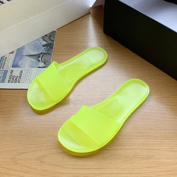 Vară Nouă Dimensiune Mare din Plastic pentru Femei Pantofi Plat Solid de Culoare Moda Rotund Toe sandale Sandale Confortabile și Papuci Femei
