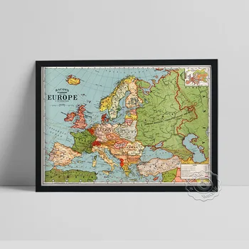 Vintage Europa Hartă Standard Poster, Washington Harta Panza Printuri, De Învățământ Geografie, Arta De Perete, De Birou Camera Decor De Perete