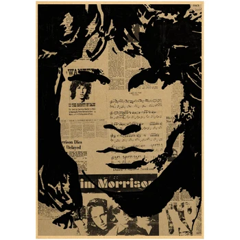 Vintage The Doors, Jim Morrison Vintage Retro rock band muzica de Chitara Mată Hârtie Kraft Poster Autocolant de Perete Acasă Decora camera