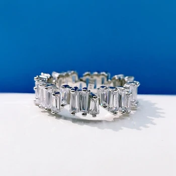 Wong Ploaie Argint 925 Neregulate Mari De Carbon, Diamante, Piatră Prețioasă Trupa De Nunta Inel De Logodna Bijuterii Fine En-Gros
