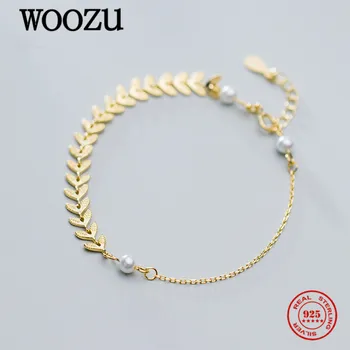 WOOZU Real Argint 925 Minimalist Grâu Frunze Ureche Perle Bratari Pentru Femei Fermecătoare Nunta coreea Moda Bijuterii Cadou