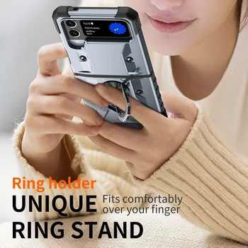 Portabil Inel de Metal Titularul Fashon Caz pentru Samsung Galaxy Z Flip 4 5G Flip4 Flip3 Flip 3 Zflip4 Accesorii Telefon Funda