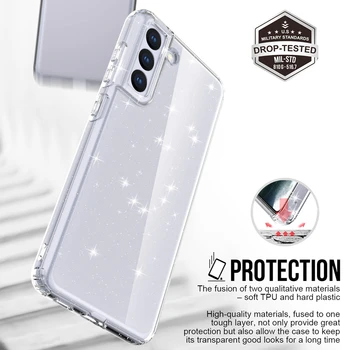 Rezistent La Șocuri Gros Sclipici Silicon Clar Grele Caz De Telefon Pentru Samsung Galaxy S22 S21 Fe Plus Nota 20, Ultra Moale Capacul Barei De Protecție